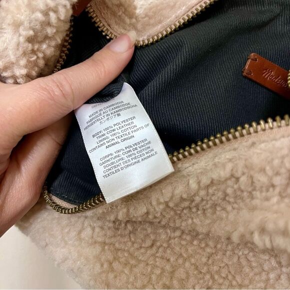 Madewell Mini The Resourced High Pile Fleece Sling Bag Tan Brown - Picture 8 of 9